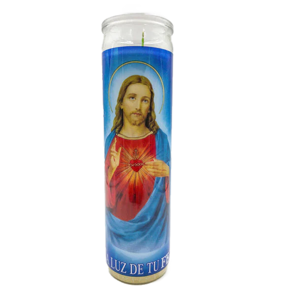 Sagrado Corazon De Jesus White Candle tall