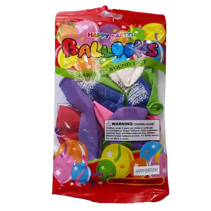 Happy Birthday Balloons 12" 12 ct