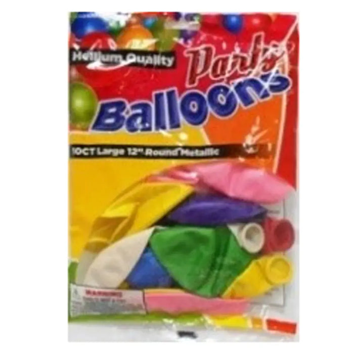 Balloon Metallic Assorted Colors - 10 ct
