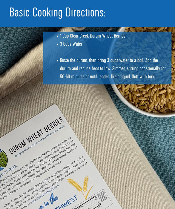 Durum Wheat Berries | Certified Glyphosate Residue Free | 25 LB Bucket