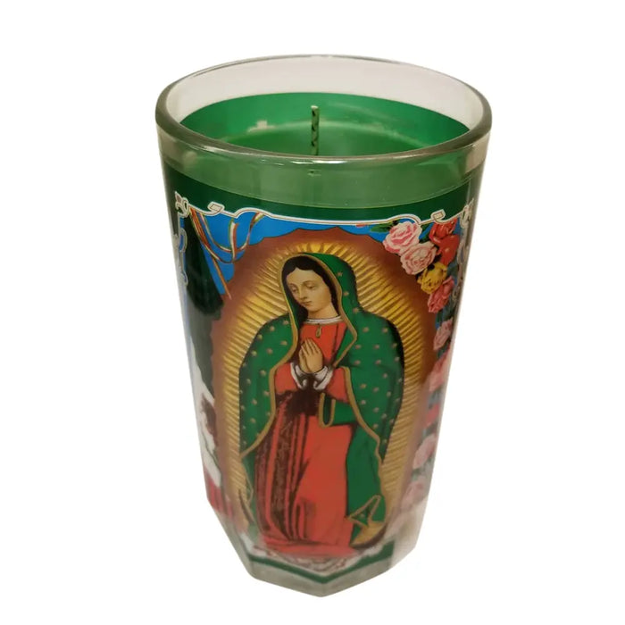 Virgen de Guadalupe Green Candle lrg cup