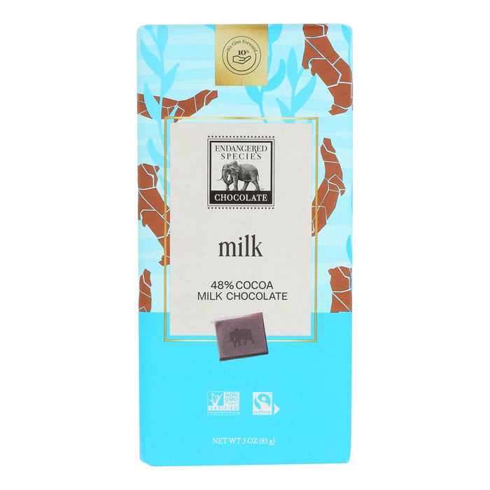 Endangered Species Natural Chocolate Bars | Milk Chocolate | 48% Cocoa | 3oz Bars | Case of 12
