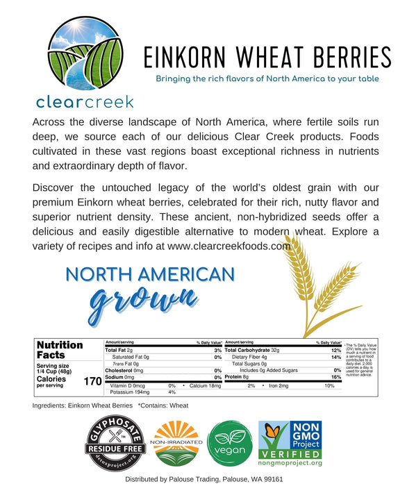 Einkorn Wheat Berries | 25 LB | Certified Glyphosate Residue Free
