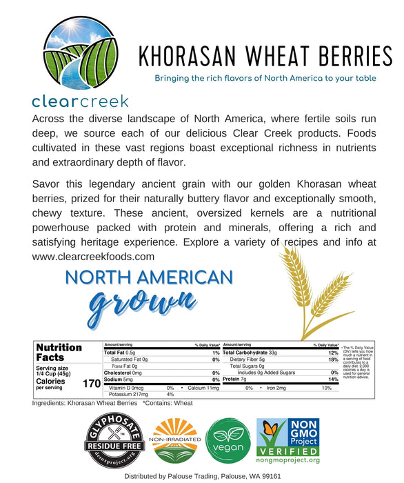Khorasan Wheat Berries | 25 lb bucket |Certified Glyphosate Residue Free