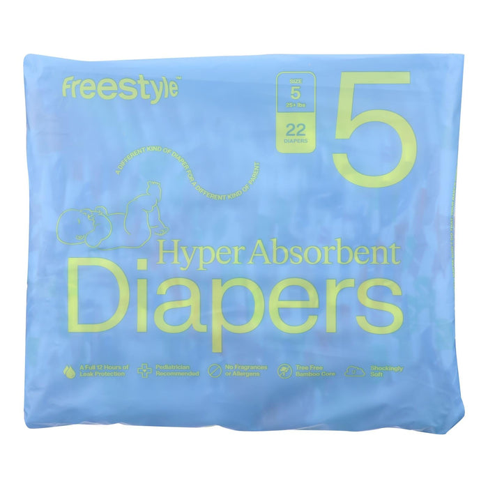 Freestyle Size 5 Diapers, 6 Packs of 22 Count