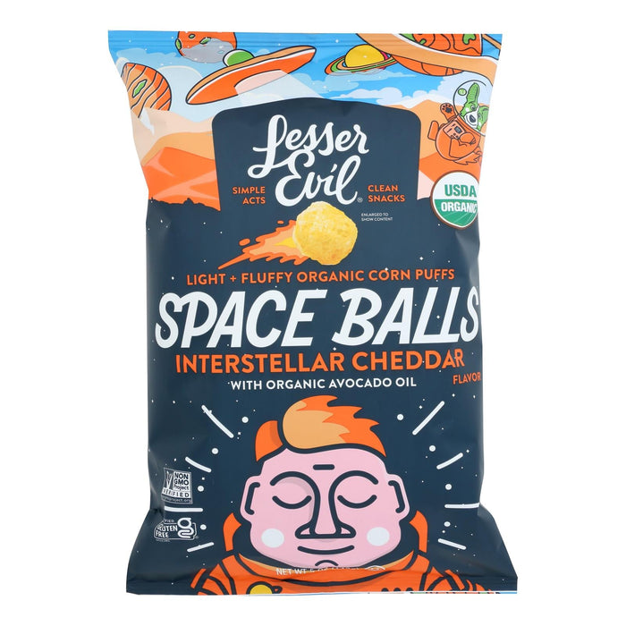 Lesser Evil Space Balls Organic Cheddar Cheese - 6 Pack - 5 Oz. Bags