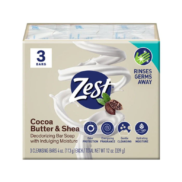 Zest Indulgen Cocoa Butter & Shea Bar Soap 3pk 4 oz