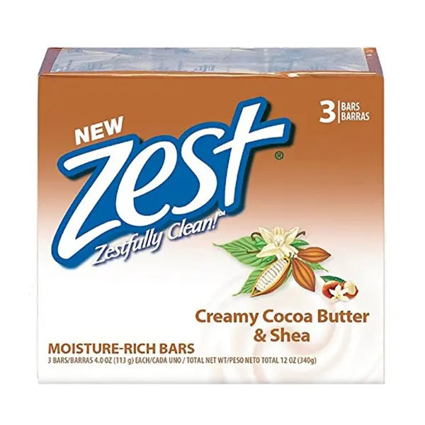 Zest Indulgen Cocoa Butter & Shea Bar Soap 3pk 4 oz