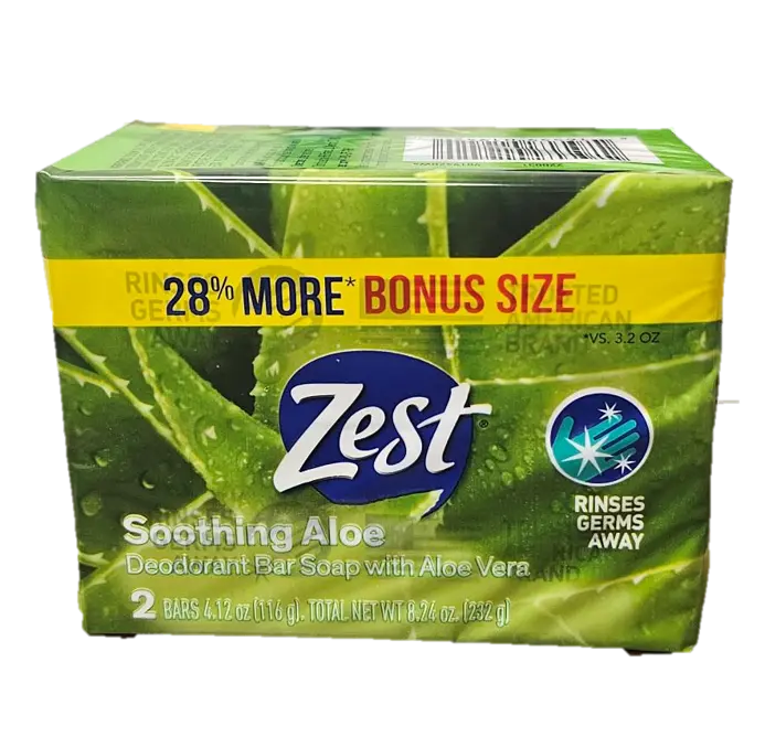 Zest Fresh Aloe Bar Soap 2pk 4.12 oz