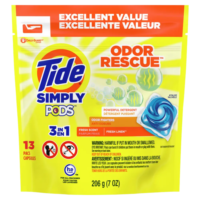 Tide Simply Pods 3in1 Odor Rescue Liquid Laundry Detergent  13 ct