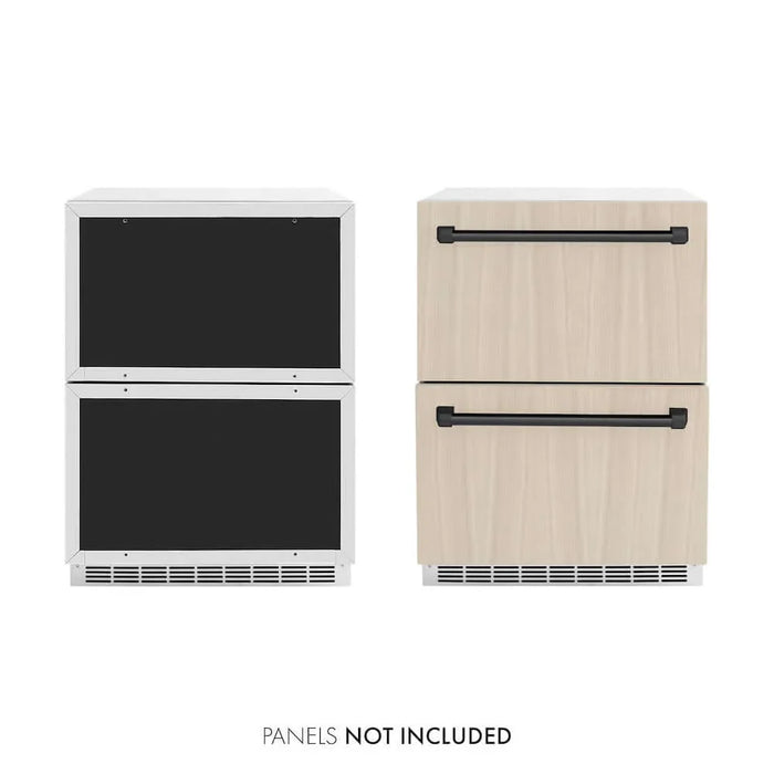ZLINE 24" Touchstone 168 Can Outdoor-Rated Dual Refrigerator Drawer, Panel Matte Black, RDSPOZ-24-MB