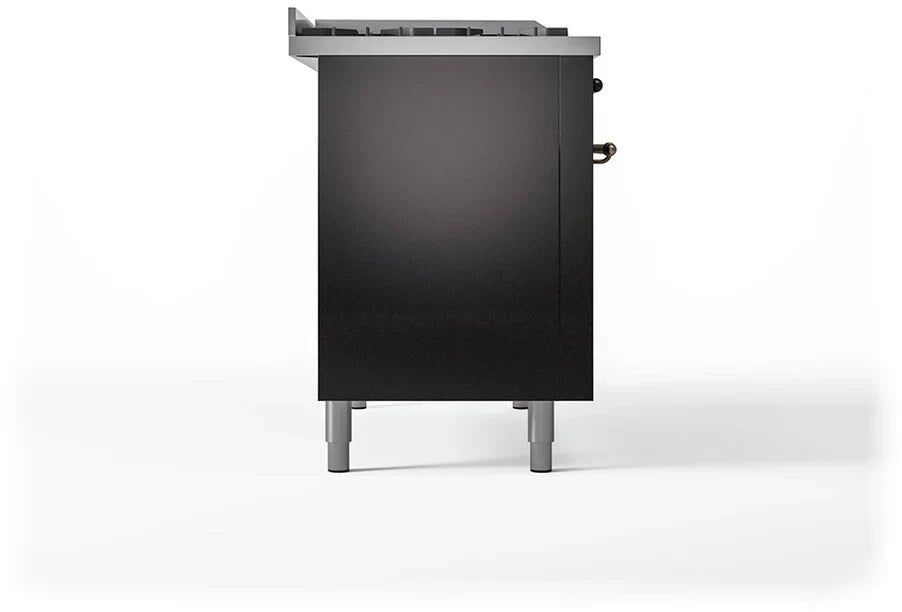 ILVE Nostalgie II 48"  Dual Fuel Natural Gas Range Glossy Black Bronze Trim UP48FSNMPBKB