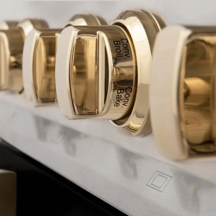 ZLINE 48" Autograph, Dual Fuel Range, Black Door, Gold, RASZ-BLM-48-G