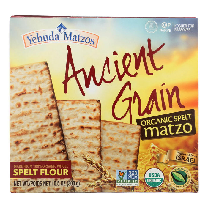 Yehuda Organic Gluten-Free Spelt Matzo - 10.5 Oz (Case of 24)