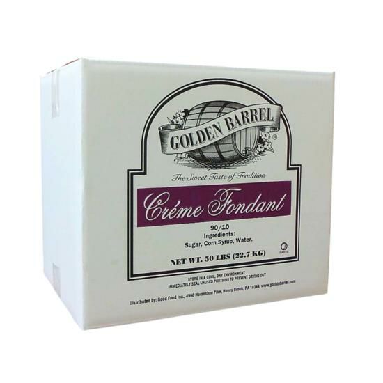 Bulk 50 lbs package of Golden Barrel Fondant Creme, perfect for professional and home baking needs.