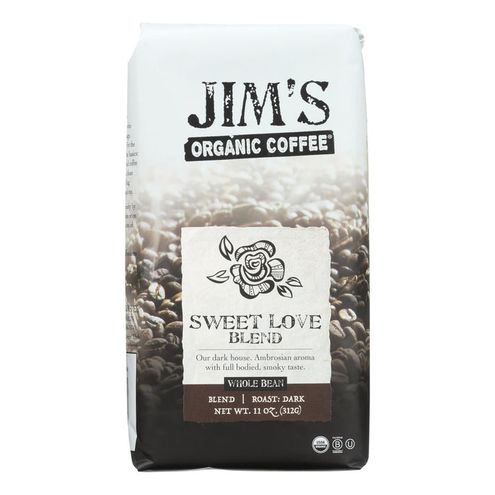 Jim's Organic Sweet Love Blend Whole Bean Coffee, 6 - 11 Oz. Packs