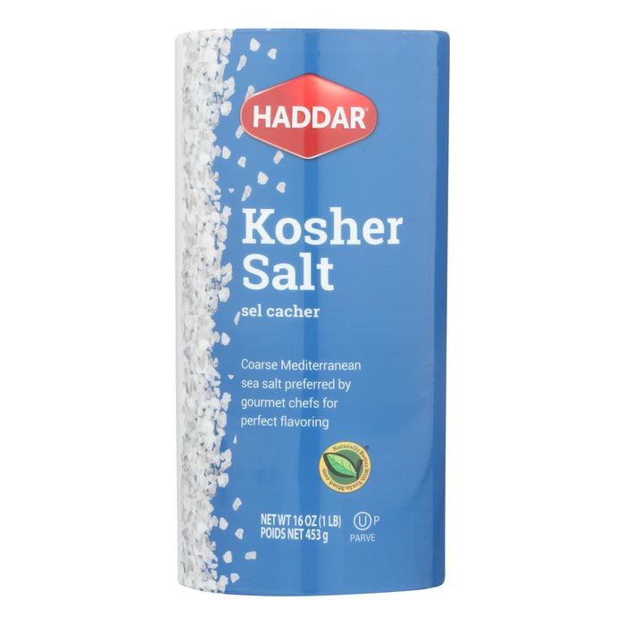 Haddar Premium Kosher Salt Case of 12 - 16 Ounce Shakers