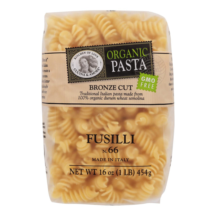 Cucina And Amore Organic Fusilli Pasta, 12 Pack of 16 Ounce