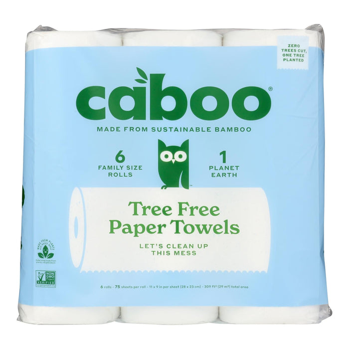 Caboo Paper Towels, 75 Sheets Per Roll, 4-Pack of 6 Rolls