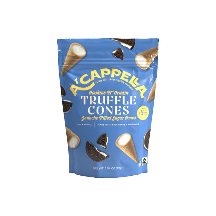 A'cappella Truffle Cones – Handmade Fair Trade Chocolate Treats - Pack Of 6-2.54 Oz