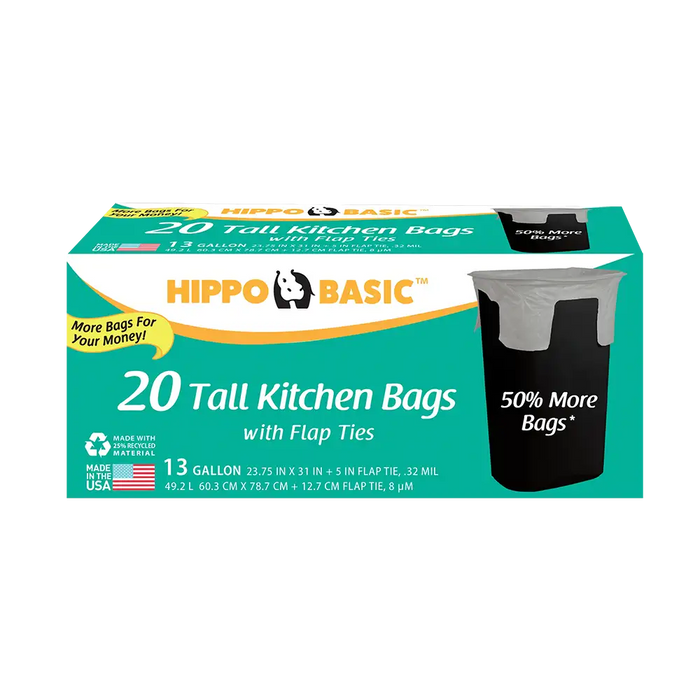 Hippo Sak Trash Bag with Flaps 20 ct 13 gal