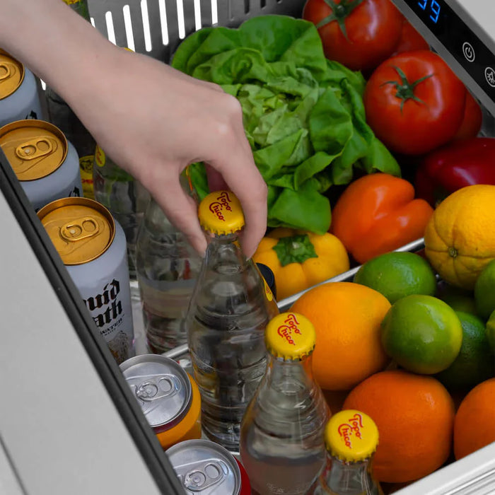 ZLINE 24" Touchstone 168 Can Outdoor-Rated Dual Refrigerator Drawer, Matte Black, RDSOZ-ST-24-MB