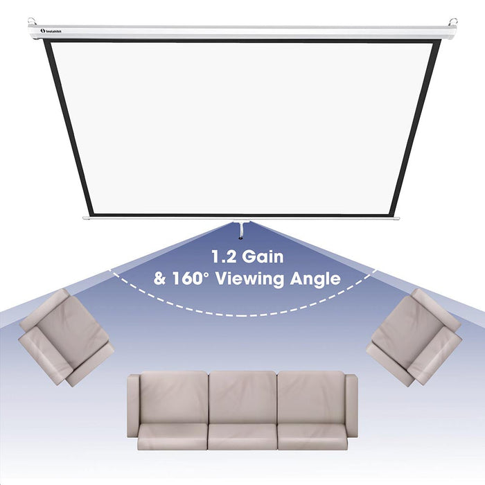 InstaHibit 4:3 Retractable Manual Projection Screen 72" Ceiling Wall
