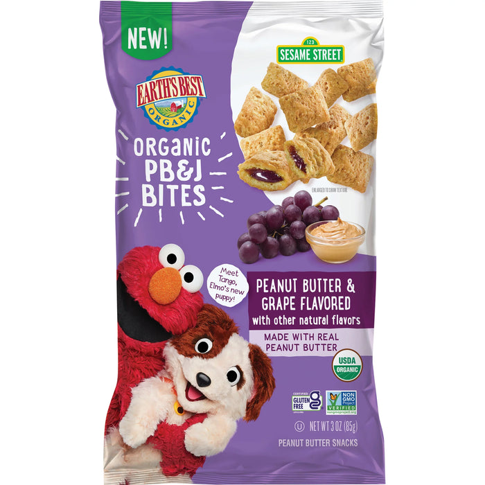 Earth's Best Bites Peanut Butter Jelly (Grape) Snacks (Pack of 6 - 3 Oz.)