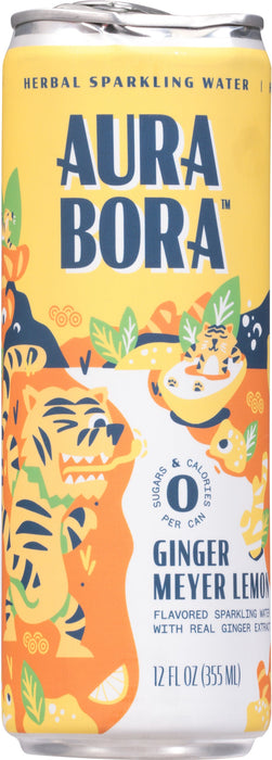 Aura Bora Sparkling Water Ginger Lime Lemon, Pack of 12 - 12 fl. oz. Cans