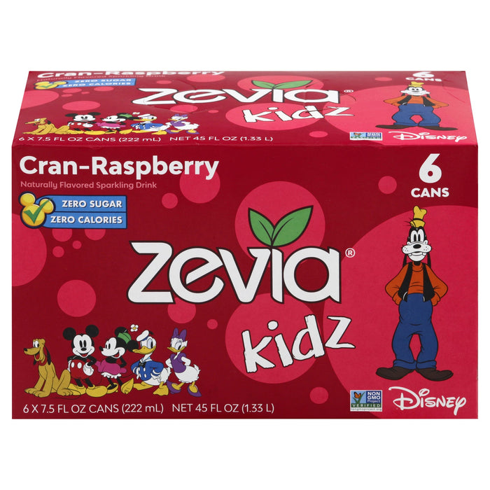 Zevia Kidz Cran-Raspberry Sparkling Water, 6.75 Fl. Oz. Cans (Pack of 4)