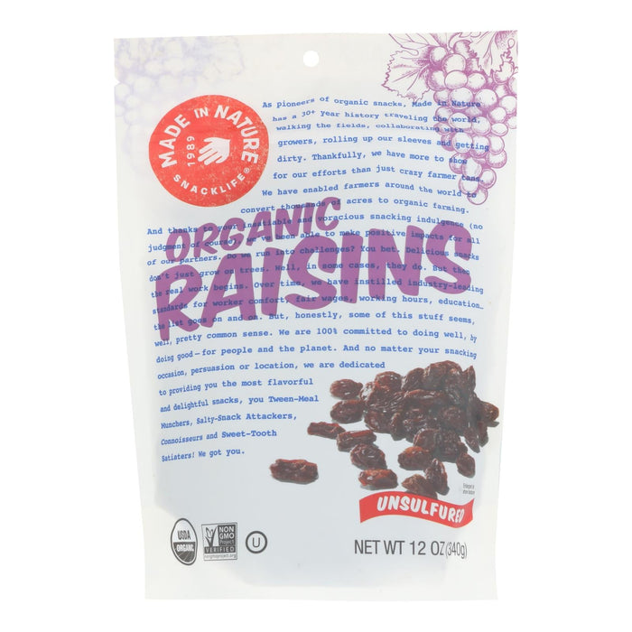 Made In Nature Premium California Sun-Dried Raisins - 6 x 12 Ounce Bags