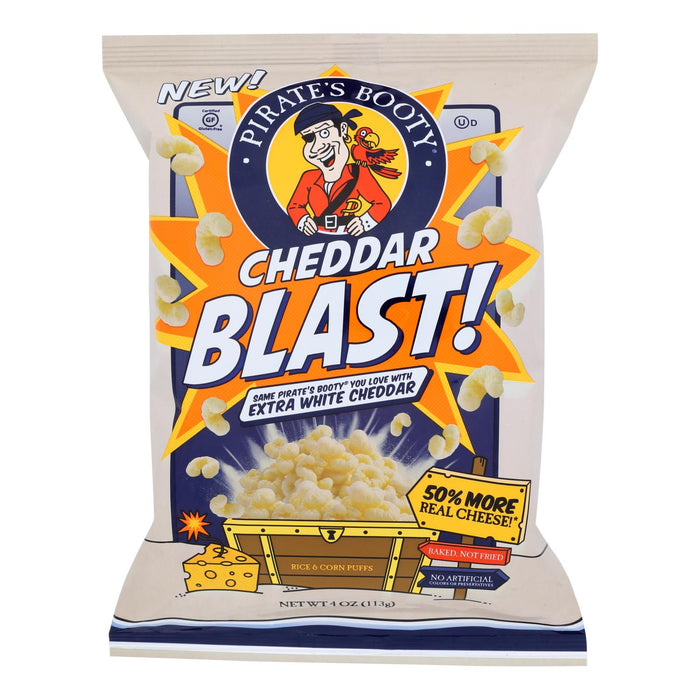Pirate's Booty Cheddar Blast Cheddar Cheese Puffs, 4 Oz, Case of 12
