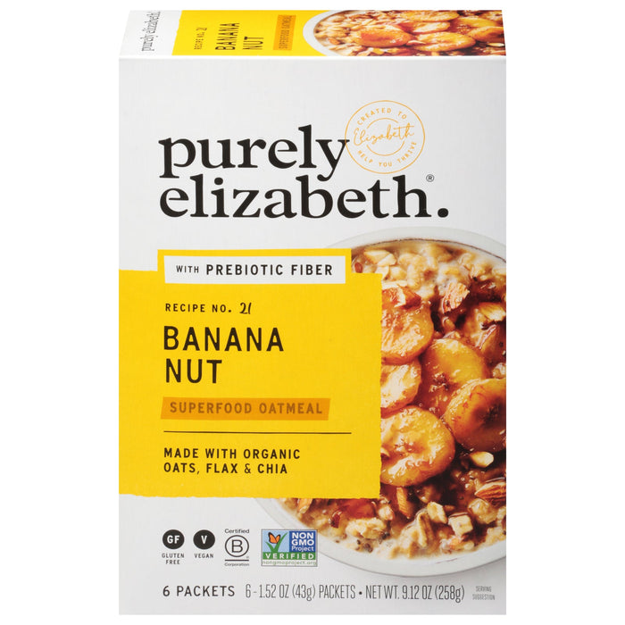 Purely Elizabeth Sugar Free Oatmeal Banana Nut 9.12 Oz Pack of 6
