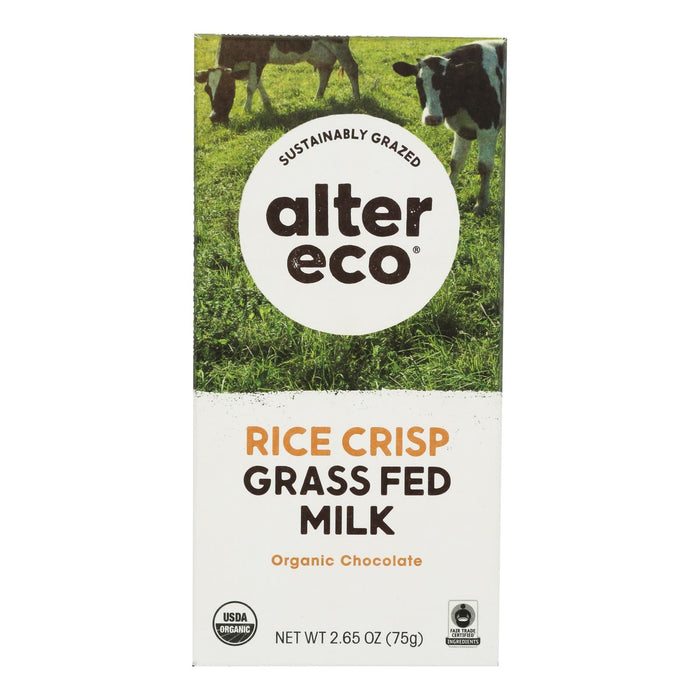 Alter Eco Organic Fair Trade Rice Crunch Chocolate Bar - 2.65 Oz (Case of 12)