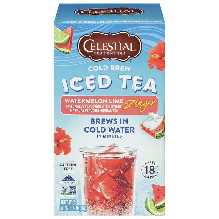 Celestial Seasonings Cold Brew Watermelon Lime Iced Tea – 18 Tea Bags (Pack of 6)
