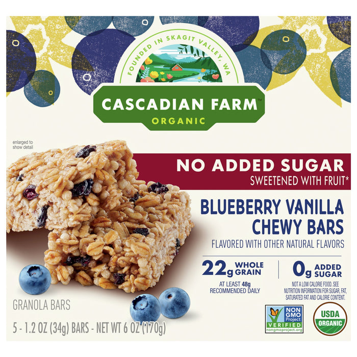 Cascadian Farm Chewy Blueberry Granola Bars, 6 Oz (Pack of 6)