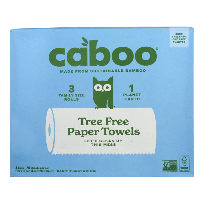 Caboo Paper Towels, 75 Sheets Per Roll, 3 Count, Case of 8