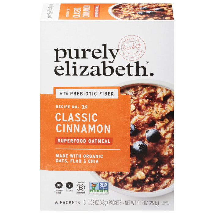 Purely Elizabeth Sugar-Free Classic Cinnamon Oatmeal - 9.12 oz (Pack of 6)