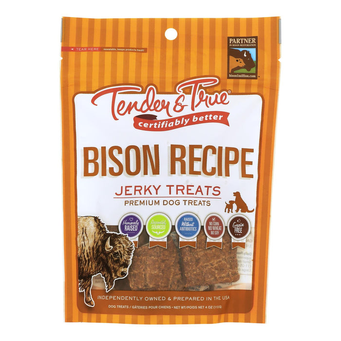 Tender & True Bison Recipe Jerky Dog Treats - 4 Oz Bag (Case of 10)