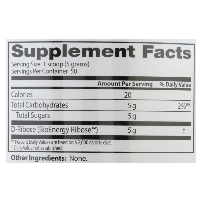 Doctor's Best D-Ribose Pure Powder - 1 Each, 250 Grams