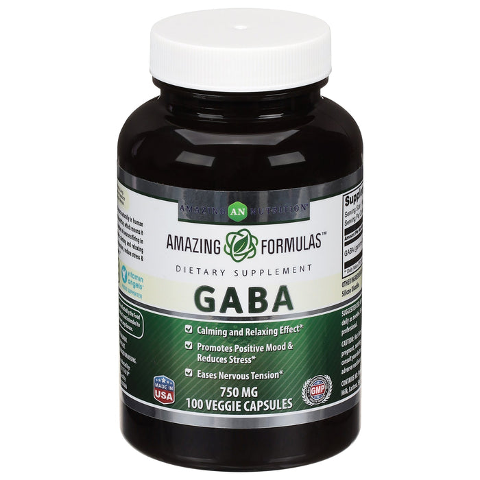 Amazing Formulas GABA 750mg - Gluten-Free - 100 Capsules