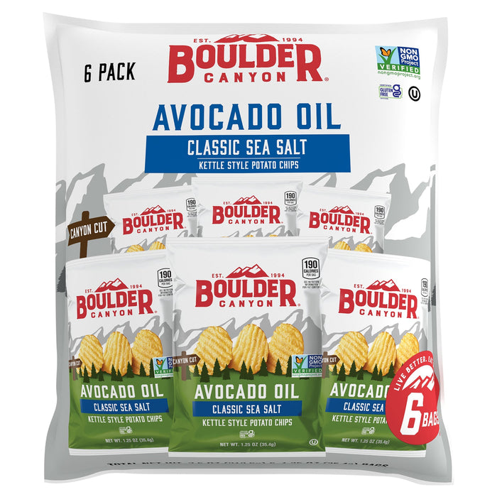 Boulder Canyon Natural Avocado Oil Classic Sea Salt Potato Chips - Case of 8 - 6 - 1.25 oz