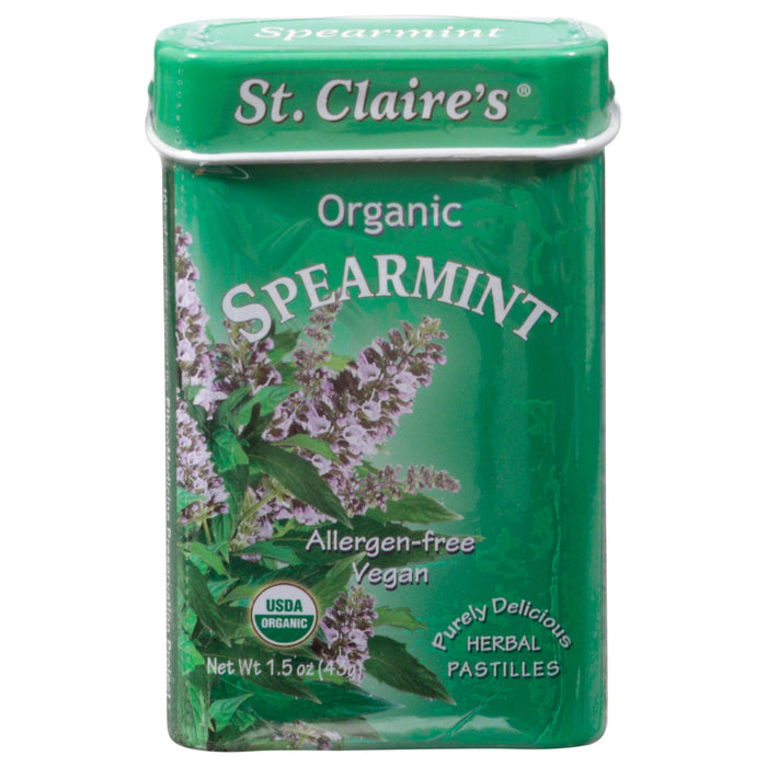 St Claire's Center Organic Spearmints, 1.5 Oz Tins - Case of 6