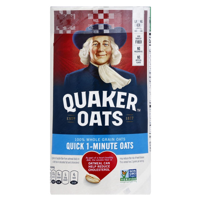 Quaker 100% Natural Whole Grain Oatmeal, Case of 12 - 18 Ounce Canisters