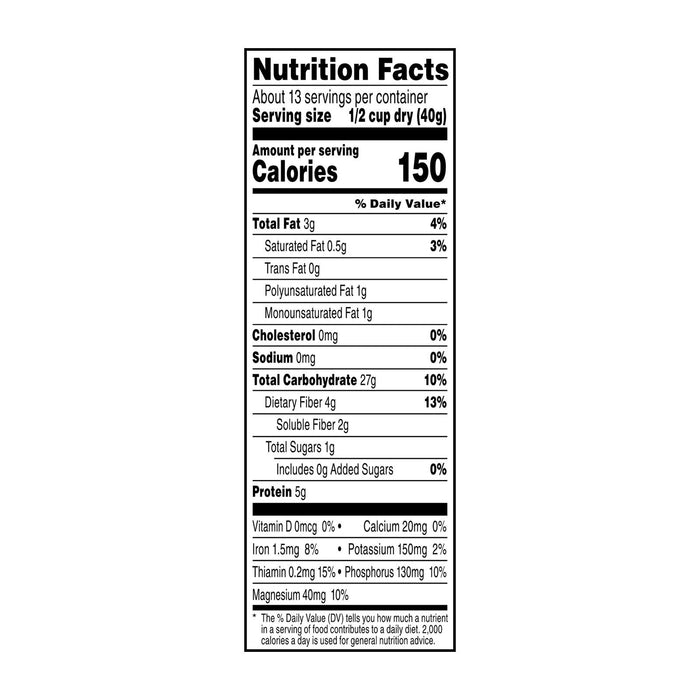 Quaker 100% Natural Whole Grain Oatmeal, Case of 12 - 18 Ounce Canisters