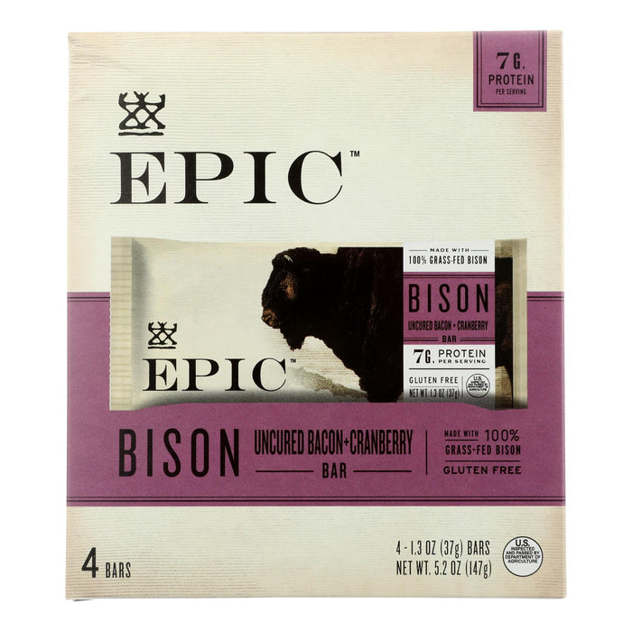 Epic Bison Bacon Cranberry Uncured Bar, 5.2 Oz, (Case of 8)