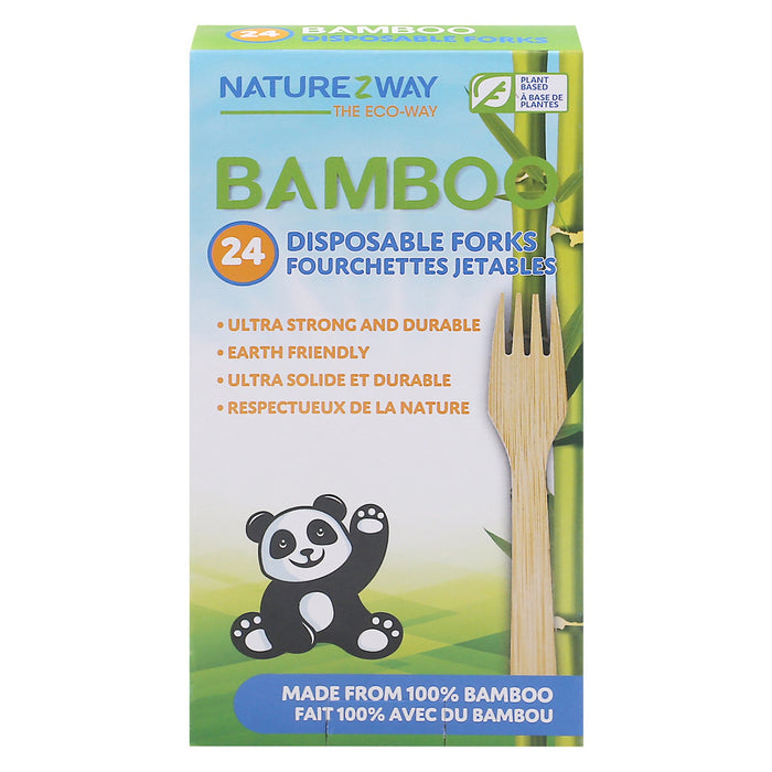 Naturezway Disposable Bamboo Forks | 24-Count Pack