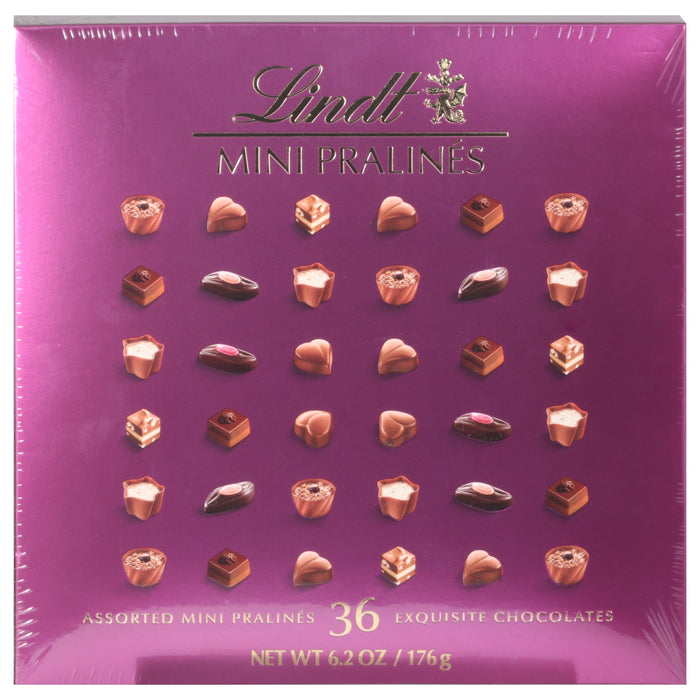 Lindt Swiss Mini Pralines Strawberries & Cream Magenta Box - Case of 8 - 6.2 oz