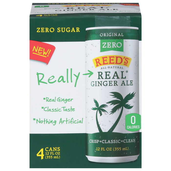 Reed's Ginger Ale Zero Sugar, 12 oz. Cans (Pack of 6)