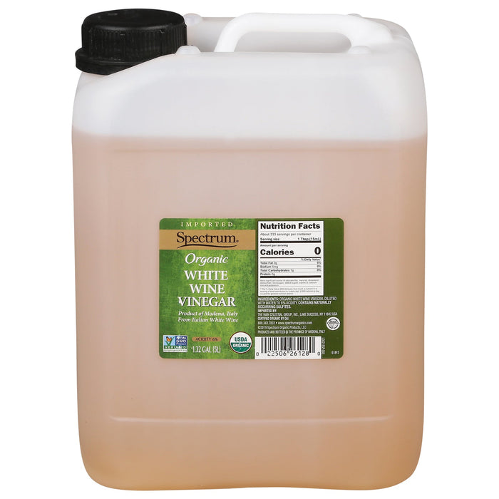 Spectrum Naturals Organic White Wine Vinegar - Case of 2 - 1.32 gal